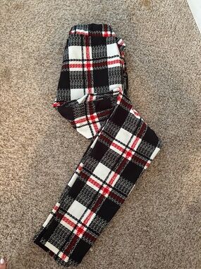 Black White Red Plaid Leggings